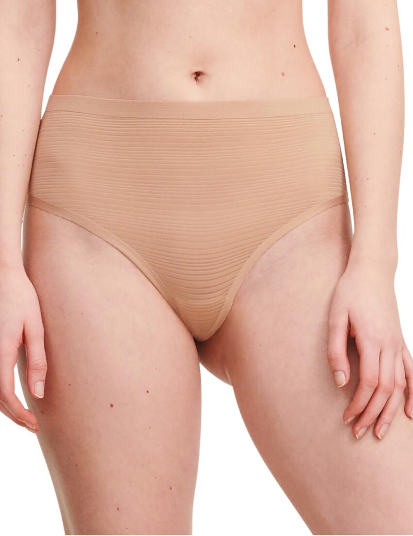 Chantelle SoftStretch Stripes High Waist Thong Clay Nude