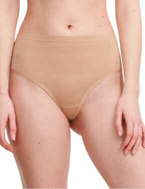 Chantelle SoftStretch Stripes High Waist Thong Clay Nude