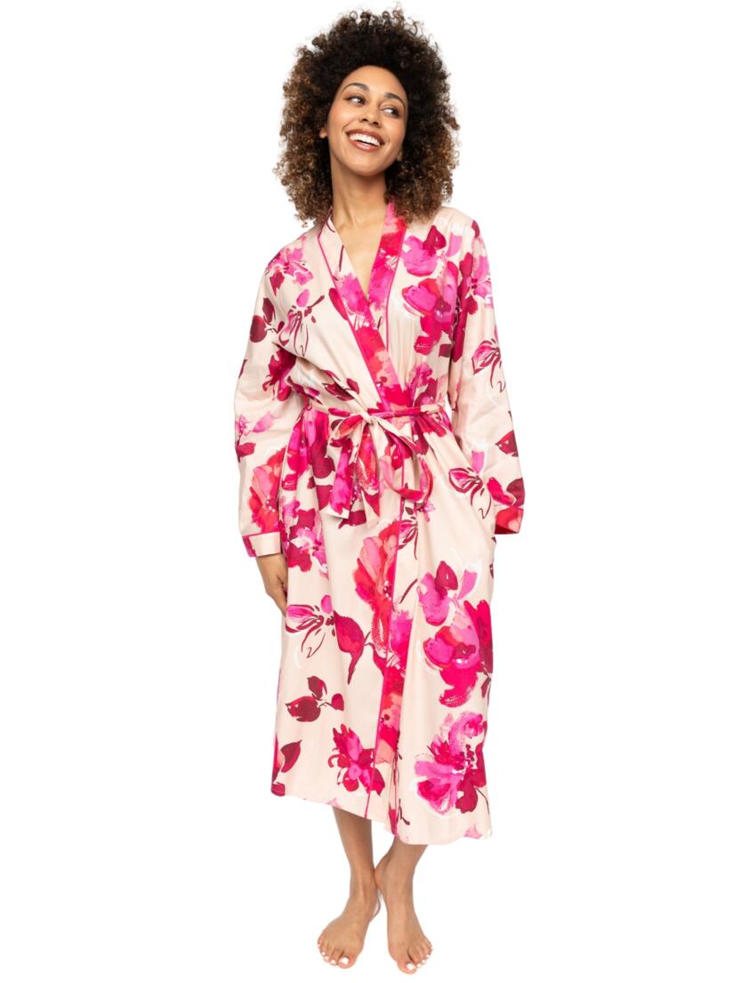Cyberjammies Aria Long Dressing Gown Peach Mix