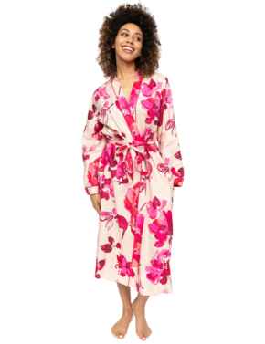 Cyberjammies Aria Long Dressing Gown Peach Mix
