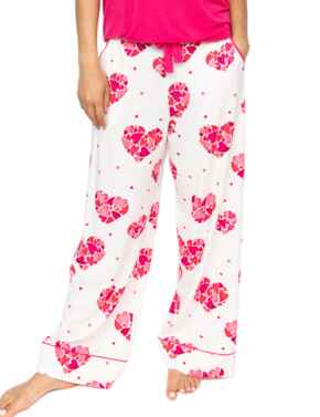 Cyberjammies Aria Heart Print Jersey Wide Leg Pyjama Bottoms White Mix