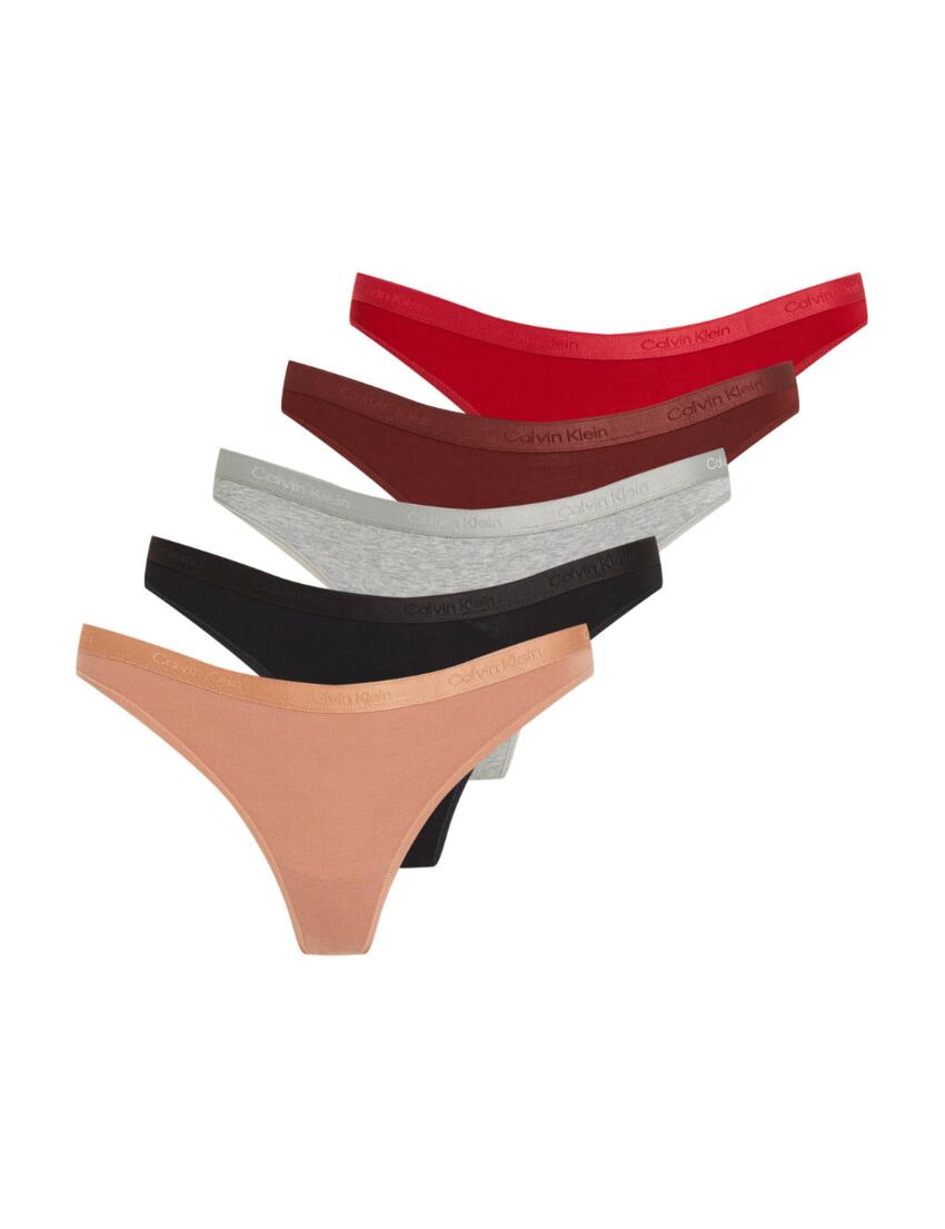 Calvin Klein Modern Logo 5P Thongs BLK/GRY H/JNBRRY/CPR EARTH/RSTD RT
