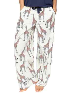 Cyberjammies Georgina Giraffe Print Wide Leg Pyjama Bottoms Cream Mix