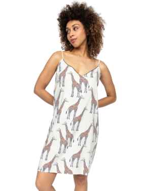 Cyberjammies Georgina Giraffe Print Short Nightdress Cream Mix