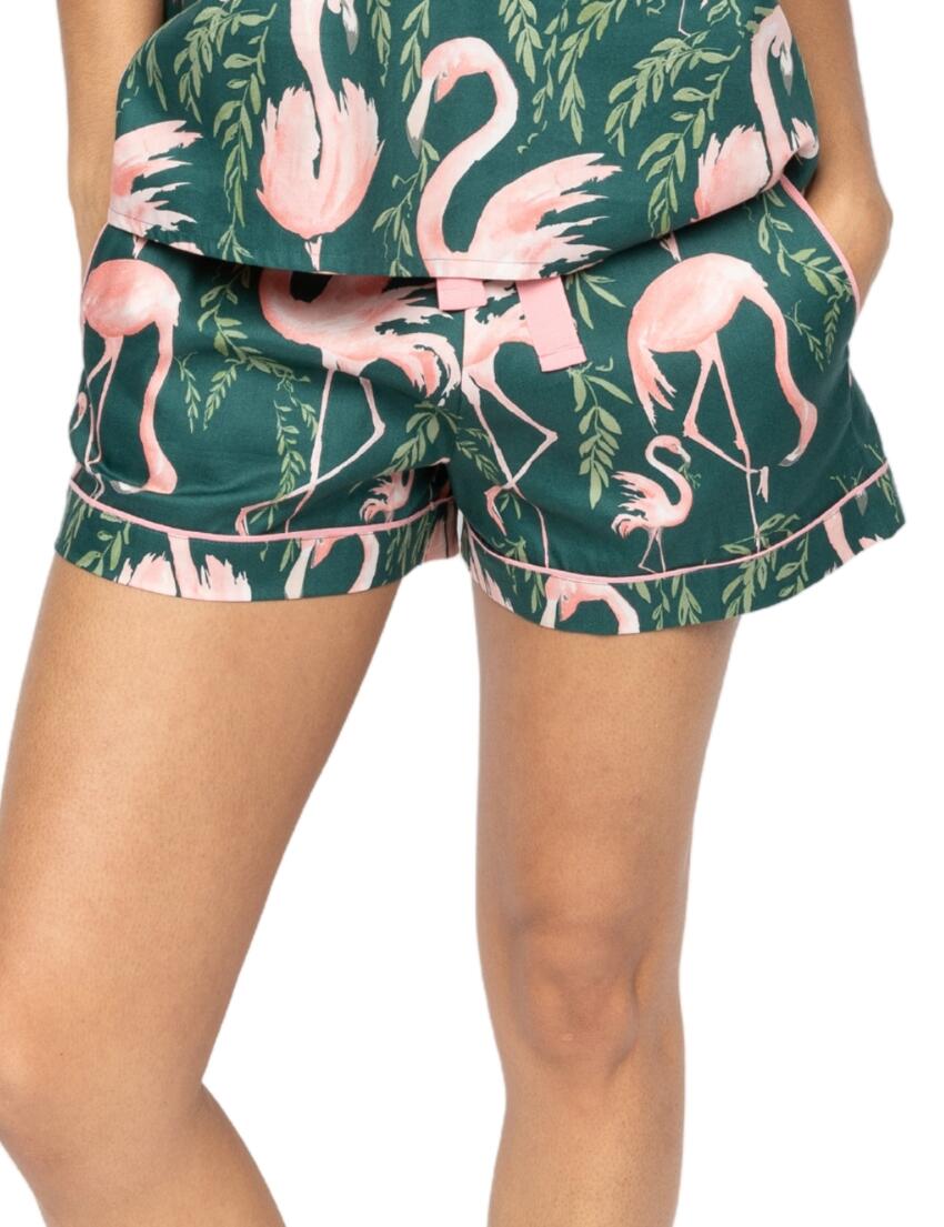 Cyberjammies Ivy Flamingo Print Shorts Emerald Green Mix
