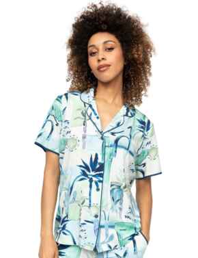 Cyberjammies Harriet Watercolour Landscape Print Jersey Pyjama Top Cream Mix