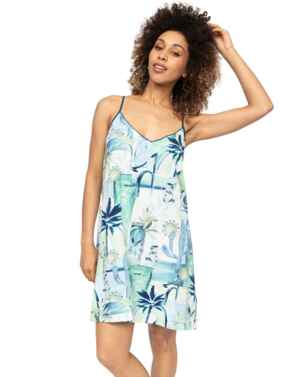 Cyberjammies Harriet Watercolour Landscape Print Jersey Short Nightdress Cream Mix