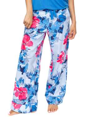 Cyberjammies Lyla Floral Print Wide Leg Pyjama Bottoms Blue Mix
