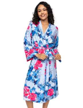 Cyberjammies Lyla Floral Print Long Dressing Gown Blue Mix