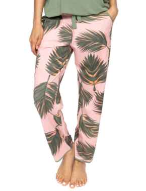 Cyberjammies Lea Leaf Print Jersey Pyjama Bottoms Salmon Pink Mix