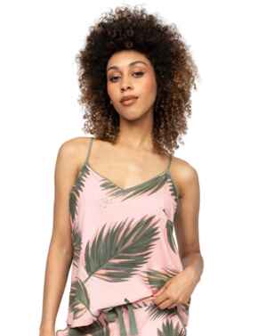 Cyberjammies Lea Leaf Print Jersey Cami Salmon Pink Mix