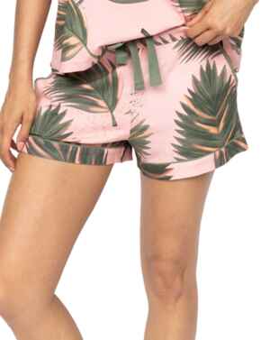 Cyberjammies Lea Leaf Print Jersey Shorts Salmon Pink Mix
