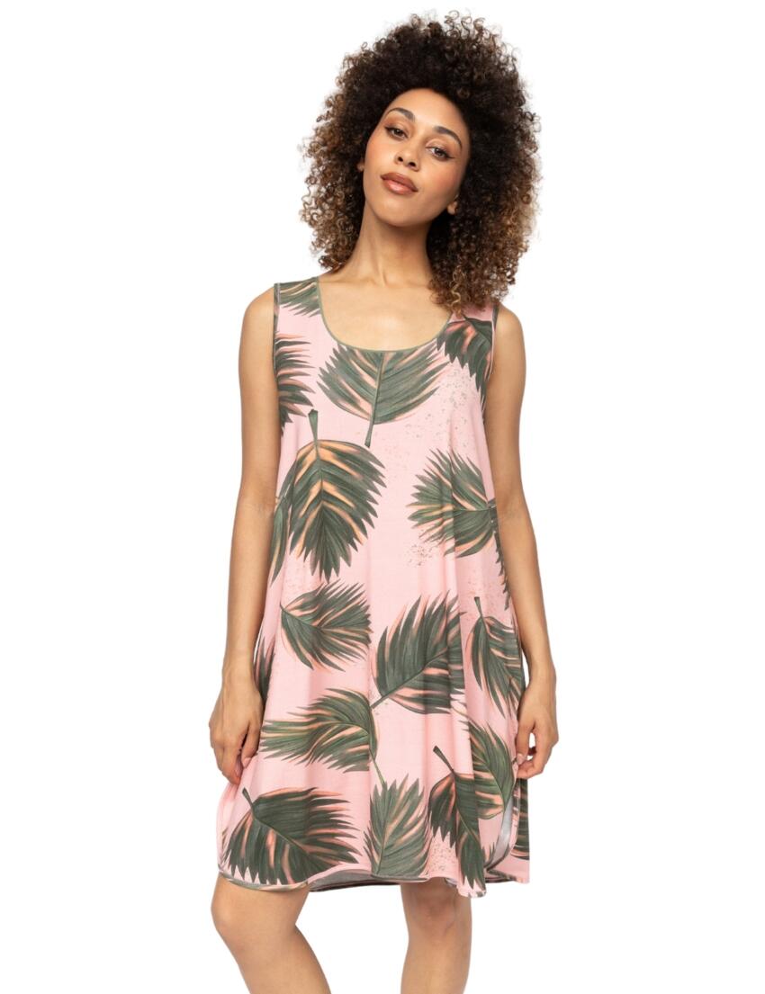 Cyberjammies Lea Leaf Print Jersey Swing Nightdress Salmon Pink Mix