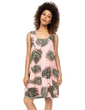 Cyberjammies Lea Leaf Print Jersey Swing Nightdress Salmon Pink Mix