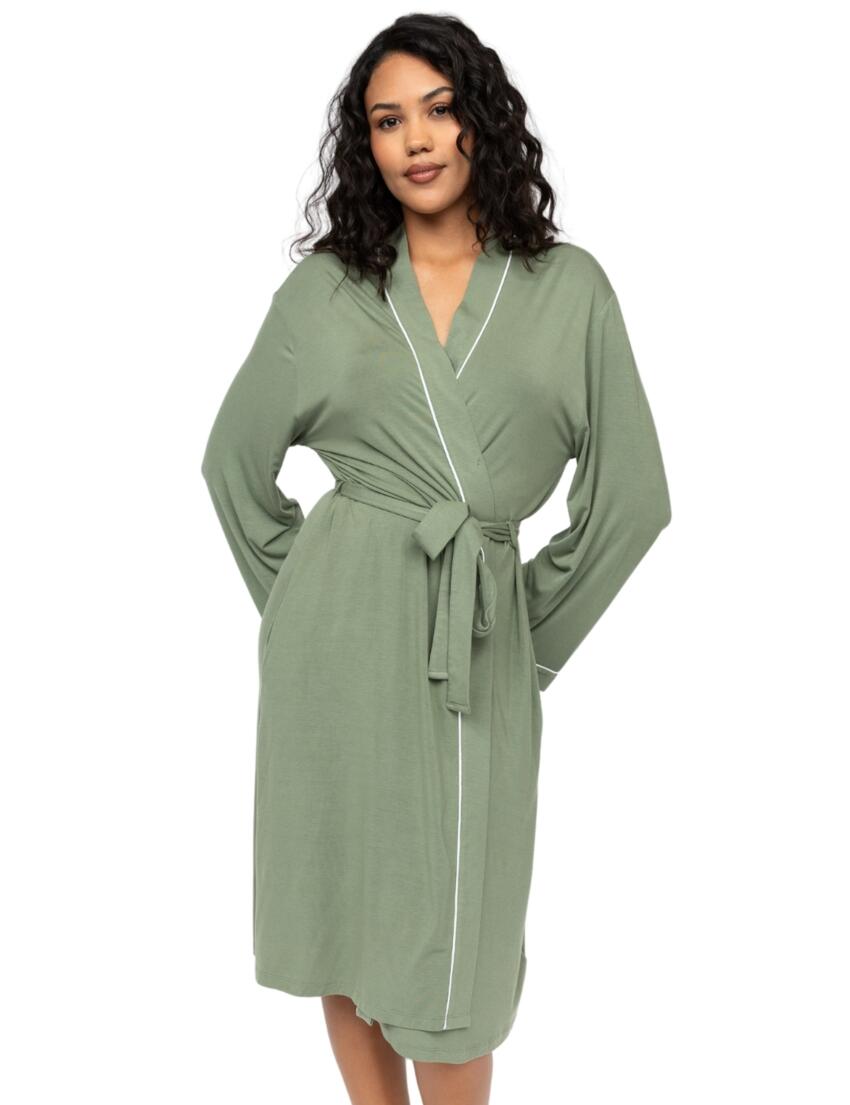 Cyberjammies Lea Jersey Short Dressing Gown Sage Green