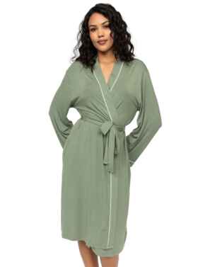 Cyberjammies Lea Jersey Short Dressing Gown Sage Green