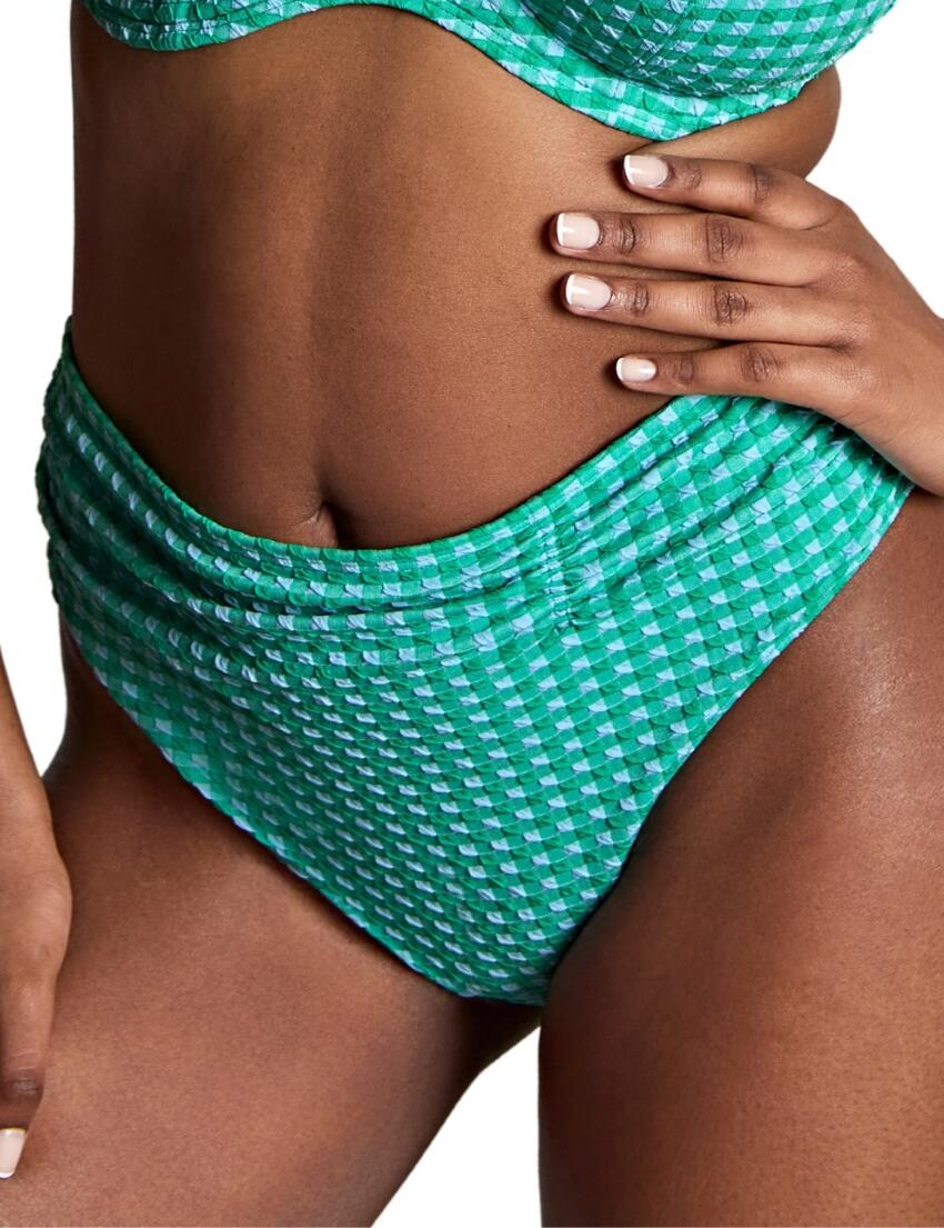 Panache Gingham Midi Bikini Brief Green Gingham
