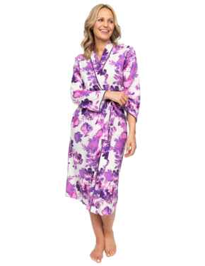 Cyberjammies Nora Rose Elsie Floral Print Long Dressing Gown Cream Mix