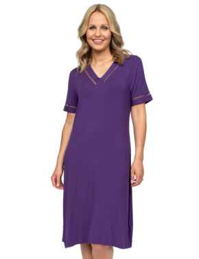 Cyberjammies Nora Rose Elsie Short Sleeve Short Nightdress Purple