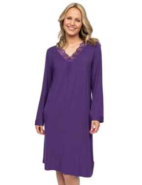 Cyberjammies Nora Rose Elsie Long Sleeve Short Nightdress Purple
