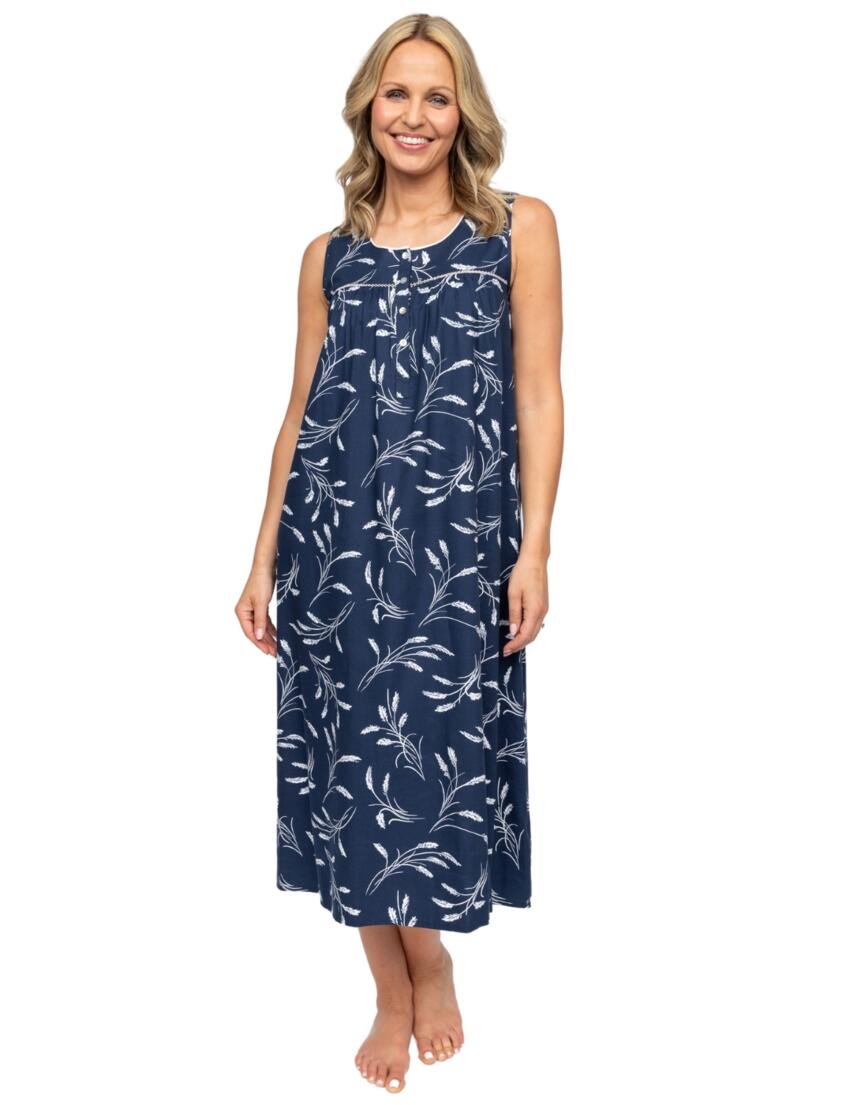 Cyberjammies Nora Rose Louisa Wheatsheaf Print Long Nightdress Navy Mix