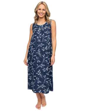 Cyberjammies Nora Rose Louisa Wheatsheaf Print Long Nightdress Navy Mix