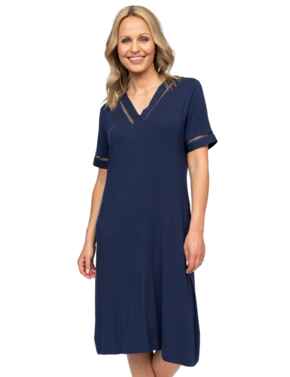 Cyberjammies Nora Rose Louisa Short Sleeve Short Nightdress Navy