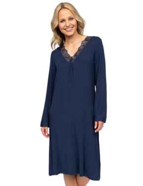 Cyberjammies Nora Rose Louisa Long Sleeve Short Nightdress Navy