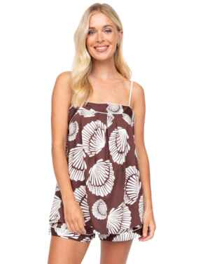 Cyberjammies Fable & Eve Battersea Shell Print Cami and Shorts Set Chocolate Brown Mix