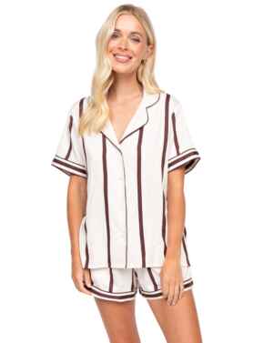 Cyberjammies Fable & Eve Battersea Stripe Short Sleeve Shorty Set Ivory Mix
