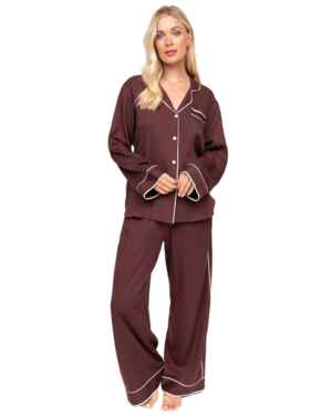 Cyberjammies Fable & Eve Battersea Wide Leg Pyjama Set Chocolate Brown