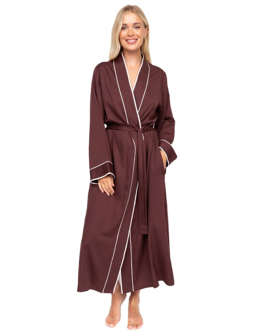 Cyberjammies Fable & Eve Battersea Long Dressing Gown Chocolate Brown