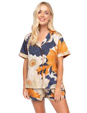 Cyberjammies Fable & Eve Southwark Floral Print Shorty Set Navy Mix