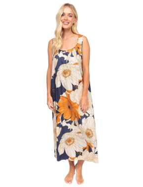 Cyberjammies Fable & Eve Southwark Floral Print Long Nightdress Navy Mix