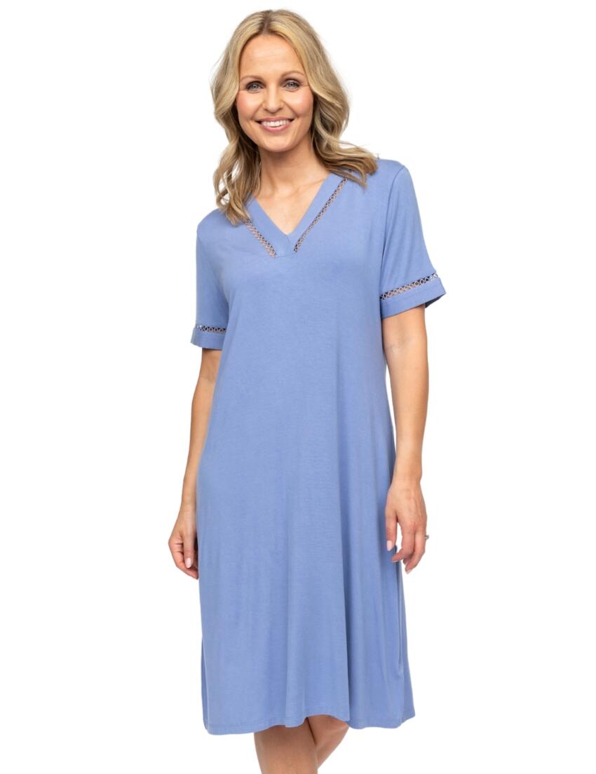 Cyberjammies Nora Rose Brooke Short Sleeve Short Nightdress Cornflower Blue