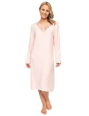 Cyberjammies Nora Rose Sally Long Sleeve Short Nightdress Peach