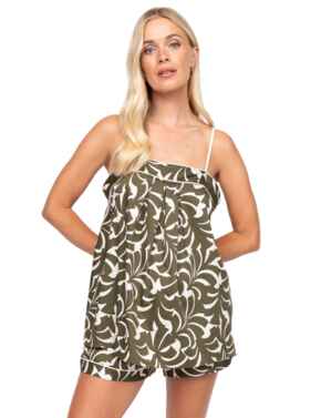 Cyberjammies Fable & Eve London - Chiswick Abstract Palm Cami And Shorts Set Olive Green Mix