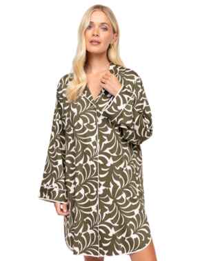 Cyberjammies Fable & Eve London - Chiswick Abstract Palm Nightshirt Olive Green Mix