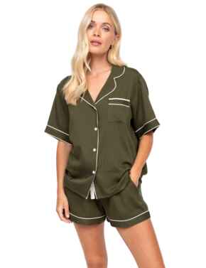 Cyberjammies Fable & Eve London - Chiswick Short Sleeve Shorts Set Olive Green