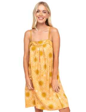 Cyberjammies Fable & Eve London - Hoxton Abstract Sun Short Nightdress Sunshine Peach Mix