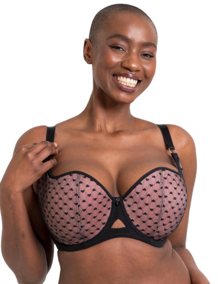 Curvy Kate Boost Heartbreaker Padded Balcony Bra Black/Pink