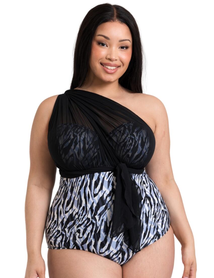 Curvy Kate Wrapsody Multiway Bandeau Swimsuit Zebra Print