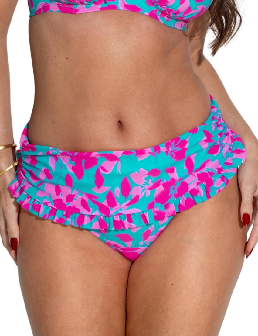 Pour Moi Ocean Breeze Fold Over Bikini Brief Blue Floral