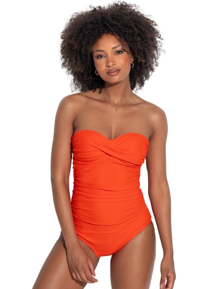 Pour Moi Santa Monica Strapless Tummy Control Swimsuit Orange