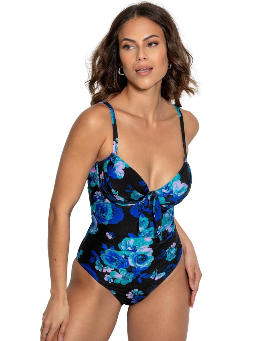 Pour Moi Portofino Underwired Padded Swimsuit Black Floral