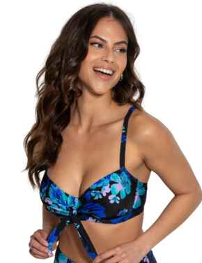 Pour Moi Portofino Underwired Padded Bikini Top Black Floral