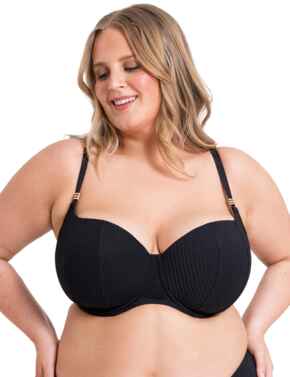 Curvy Kate Jet Set Padded Balcony Bikini Top Black
