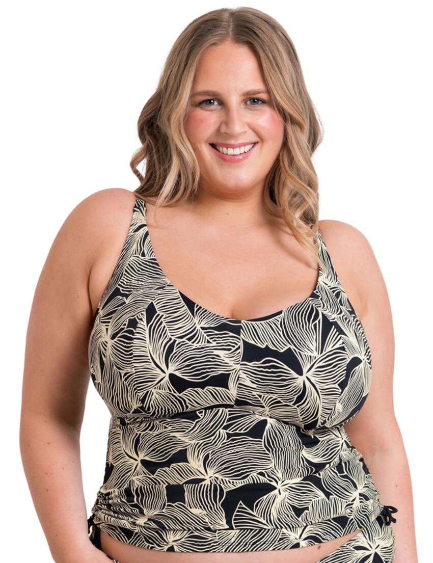 Curvy Kate Ripple Reef Wireless Tankini Top Black Print