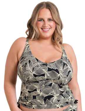 Curvy Kate Ripple Reef Wireless Tankini Top Black Print