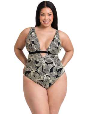 Curvy Kate Ripple Reef Reversible Wireless Swimsuit Black Print
